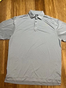 Mens Footjoy FJ Performance Athletic Fit Golf Polo Shirt Size L Gray Striped - Picture 1 of 7
