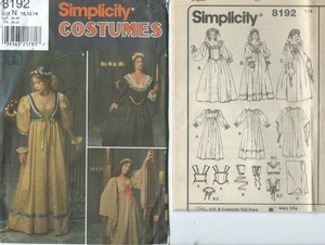 S 8192 sew pattern Renaissance COSTUME Dress Gown Snood Veil NEW sizes 10~12~14 - Picture 1 of 1