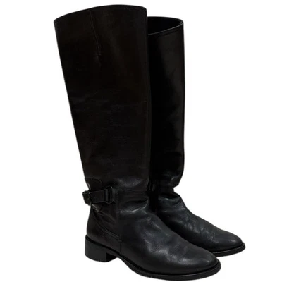 Alexander Mcqueen Classic Knee-High Boots 9 Black Riding Style Luxury Equestrian - Image 1 of 4