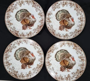 Williams Sonoma Thanksgiving Plymouth Turkey Dinner Plate Set Of Four - Picture 1 of 4