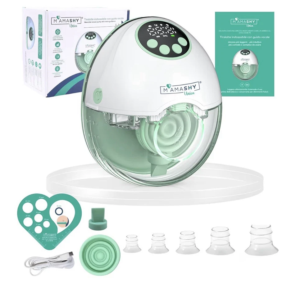 Mamashy Tiralatte Elettrico Indossabile con Guida Vocale in Italiano Tira Latte - Immagine 1 di 4