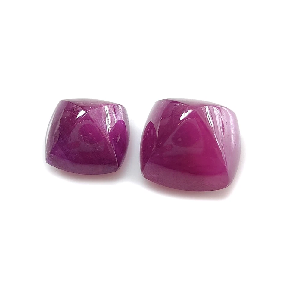32.10cts Natural Purple Ruby Gemstone Cabochon Sugarloaf 12mm - 14mm 2pcs - Image 1 of 4