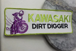 Kawasaki Dirt Digger Vintage 70er LG Bügelbild Patch Motorrad Moto Cross 11x4 - Bild 1 von 6