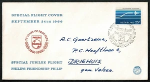SG05A NETHERLANDS 1966 Special flight cover Philips friendship - Picture 1 of 1