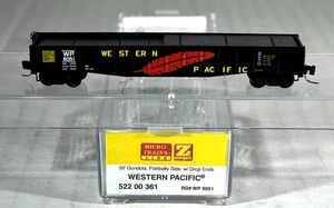 GÓNDOLA MICRO-TRAINS Z 50' DROP END CON CARGA WESTERN PACIFIC 52200361 - Imagen 1 de 3