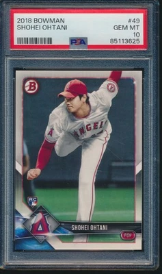 КАРТОЧКА ДЕБЮТАНТА PSA 10 SHOHEI OHTANI/OTANI 2018 BOWMAN NO49 LA ANGEL RC GEM КАК НОВАЯ QTY - Изображение 1 из 2