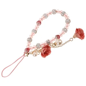 Gypsum Flower Mobile Phone Chain Beaded Charm Ladies Crystal Beads Wrist Strap - Afbeelding 1 van 12