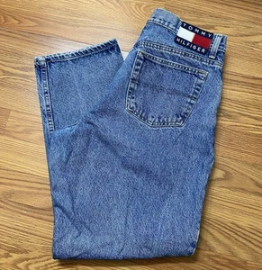 Vintage 90s Tommy Hilfiger Jeans Medium Wash 32x29 Relaxed Fit Hip Hop Big Flag - Bild 1 von 12