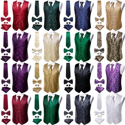 Fashion Designer 5pcs  Mens Waistcoats Regular Fit Vest Tie & Bowtie Set - Image 1 of 4