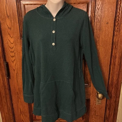 Sudadera con capucha CAbi #3321 sin sudor talla M jaspeada verde azulado canguro bolsillo pulóver Foto 1 de 4