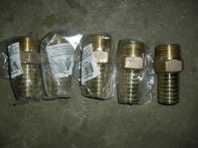 AMERICAN GRANBY Lot of 5 1" INS x 1" MIP Male Insert Lead Free Brass Adapter hose barb ERBMA1NL