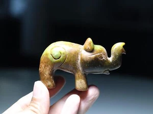 China Folk Dynasty Ancient Old Jade Stone Elephant God Statue Amulet Pendant B70 - Picture 1 of 11