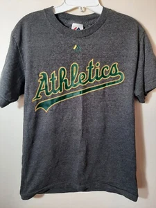 Oakland Athletics Adult Shirt Small Gray Graphic Short Sleeve Crew Neck Majestic - Picture 1 of 3