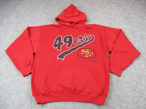 VINTAGE San Francisco 49ers Sweater Mens Extra Large Red Black Logo 7 Hoodie 90s Cover