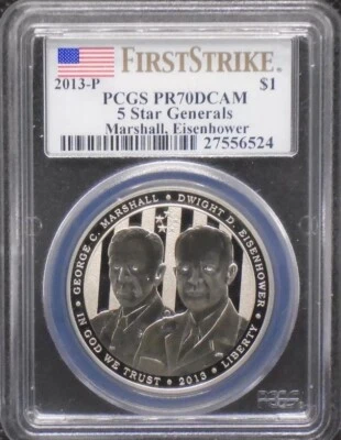 2013 5 STAR GENERALS Silver Dollar PCGS PR70💥FLAWLESS QUALITY💥 - Image 1 of 4