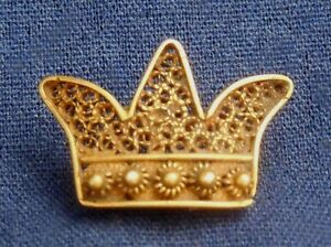 Artisan Gold Filigree Handmade Vintage Crown Stick Pin
