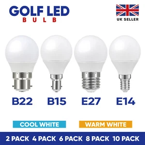LED Golf Ball Bulbs B22 E14 E27 B15 5W Energy Saving Warm Cool Day Light A+ - Picture 1 of 12