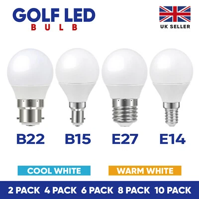 LED Golf Ball Bulbs B22 E14 E27 B15 5W Energy Saving Warm Cool Day Light A+ - Image 1 of 4
