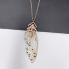 Fairy Gold Pendant Resin Yellow Butterfly Wing Necklace Wedding Jewelry Gifts 