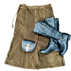 Eddie Bauer Brown Corduroy brown Modesty Flare Boho Skirt 14 - Picture 1 of 16