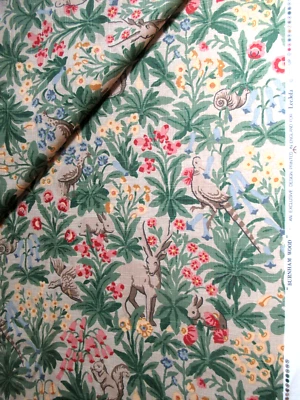 Lee Jofa  Fabric Burnham Wood 7 Yards 100%Linen Floral England animals 22'x56" - Image 1 of 4