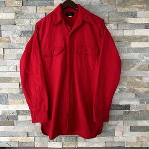 Vintage 40s 50s LL Bean Felted Wool Flannel Button Up Red Size Medium - Picture 1 of 7
