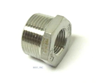 2" x 1/2" 150# Cast Threaded (NPT) Hex Bushing 304 Stainless Steel <SS12090441 - Image 1 of 4