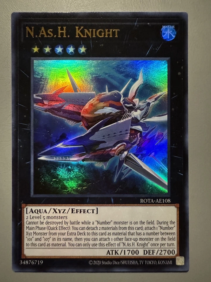 YUGIOH N.AS.H. KNIGHT (AQUA) ASIA ENGLISH EDITION ROTA-AE108 ULTRA RARE - Image 1 of 3