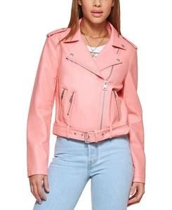 LEVI'S Women's Faux-Leather Belted Hem Moto Jacket B4HP - Picture 1 of 16