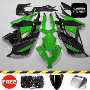 Fairing Kit +Bolts Fit For Kawasaki Ninja 300 2013-2017 ABS Bodywork Green Black - Picture 1 of 12