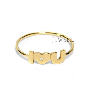 14K Solid Gold 0.01 CT VS/F-G Diamond I LOVE YOU Ring - The Jewelz - Picture 1 of 3