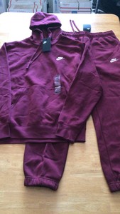 burgundy nike sweatsuit mens