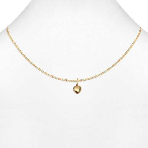 Ciondolo donna vero oro giallo 14 kt cuore con catenina Valentino