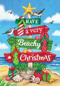 Have a Beachy Christmas, Tree Seashells House Flag 28"x40" Custom Decor 2 Sided - Picture 1 of 1