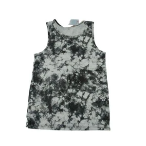 Canotta alla moda bianca e nera tie-dye senza maniche cotone estate casual taglia L - Foto 1 di 7
