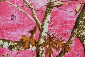 REALTREE TIMBER EDGE  HOT  PINK CAMO  PRINT 100% COTTON FABRIC  45X44 INCHES - Picture 1 of 3