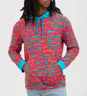 Sudadera con Capucha Ethika Para Hombre Tiger Pop Cremallera Abstracta Camuflada Talla Mediana Rosa Azul Naranja Foto 1 de 4