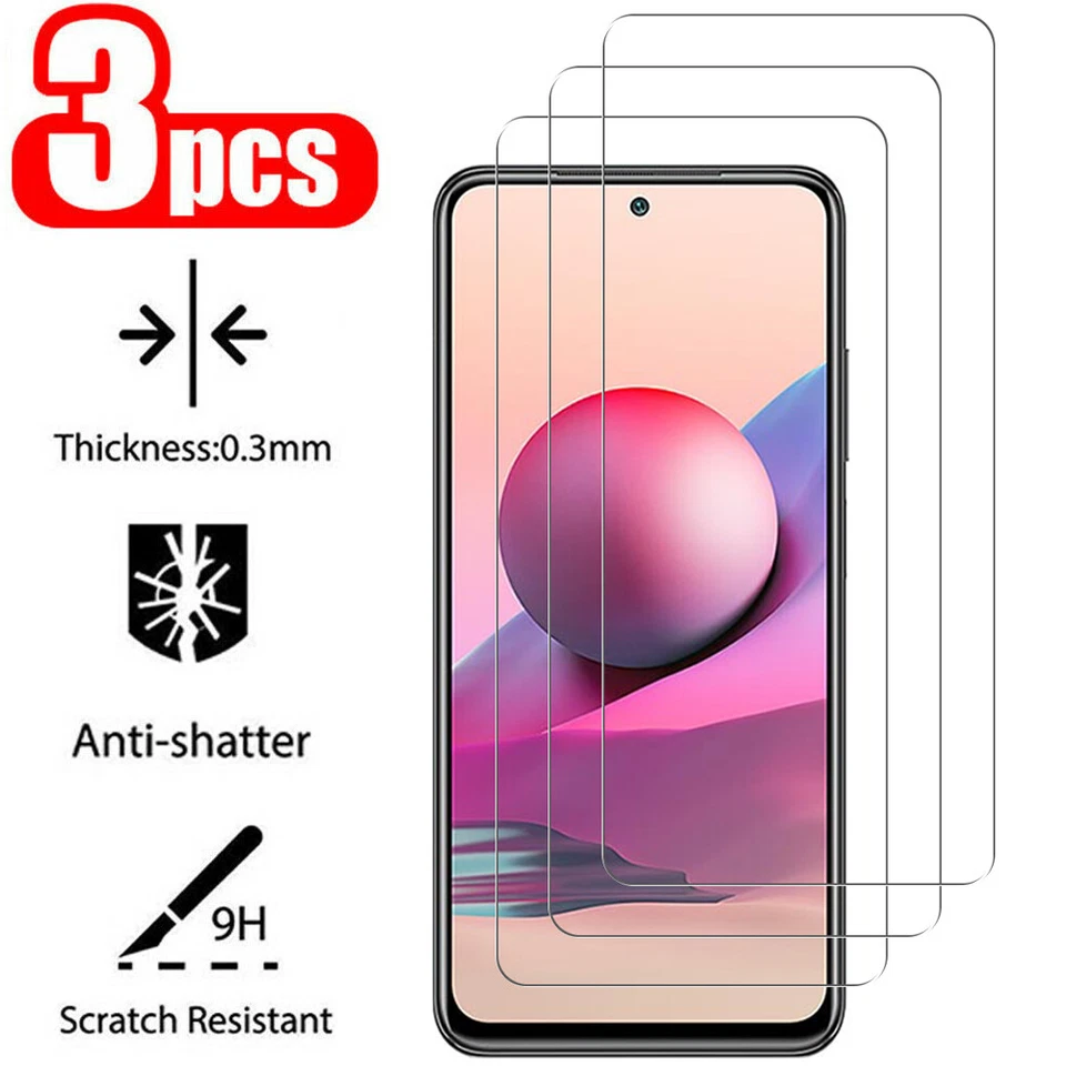 Pack de 3 protectores de pantalla de cristal templado para Xiaomi Redmi Note 10 Pro 10S 9S 9 8 7 Foto 1 de 4