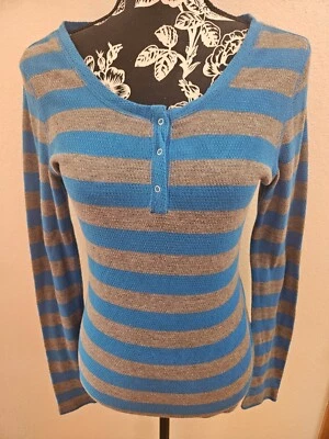 SIZE XL MILEY CYRUS Blue & Gray Long Sleeve Top INVPV3044 - Image 1 of 3