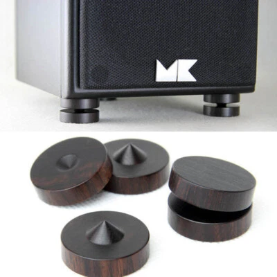 Soporte de aislamiento de espiga de almohadilla base HIFI de madera de ébano 4 piezas para amplificador de CD 23,5x11 mm Foto 1 de 4