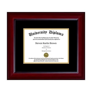 New Single Diploma Frame with Double Matting in asst. moldings School Colors UV - Picture 1 of 18
