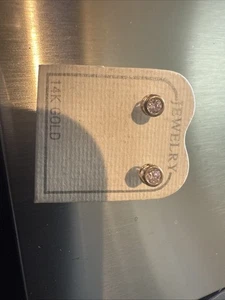 Kinder Ohrstecker 14 Karat massiv Gelbgold Form rosa - Bild 1 von 5