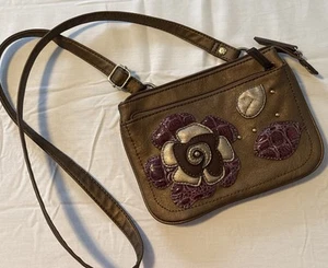 Relic Shoulderbag Crossbody Purse Brown Silver Mauve Flower’s - Picture 1 of 4