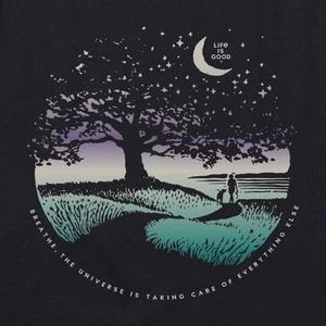 Camiseta trituradora negra SS Life is Good Breathe Universe Moonwalk Dog nueva con etiquetas para mujer - Imagen 1 de 3