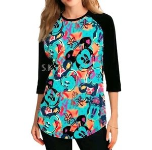 Camiseta Top Estilo Béisbol Raglán Tejido Suave Mickey Mouse de Disney Grande/X-GRANDE - Imagen 1 de 11