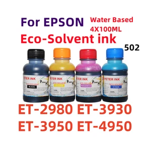 4X100ML Premium Eco Solvent Tintenflaschen für ET-2980 ET-3930 ET-3950 ET-4950 502 - Bild 1 von 1