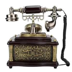 Lf‑1200D Resin Imitated Wood Vintage Telephone Retro Antique Landline Phone IDM - Zdjęcie 1 z 12
