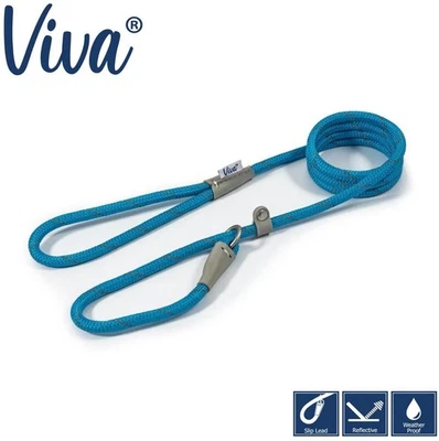 Светоотражающий синий поводок для щенка собаки Ancol Viva Rope Slip 1,5 мx8 мм  - Изображение 1 из 4