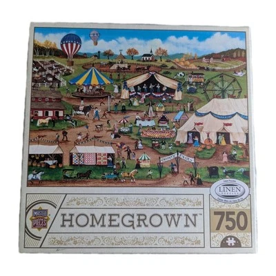 Linen Puzzles Master Pieces Homegrown Country Fair 750 Piece Jigsaw Complete  - Image 1 of 4