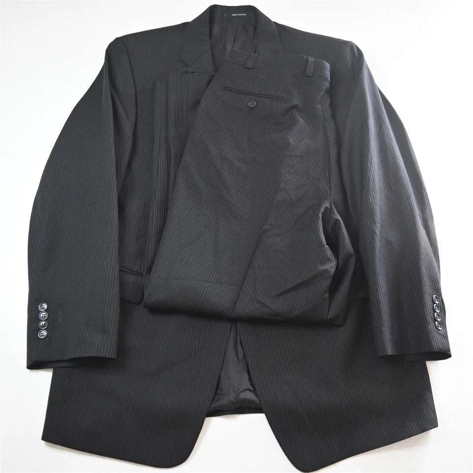 Traje De Colección Años 2000 Y2K Boxy Calvin Klein 46L 36x32 Negro Rayas 100% Lana Para Hombre Foto 1 de 4